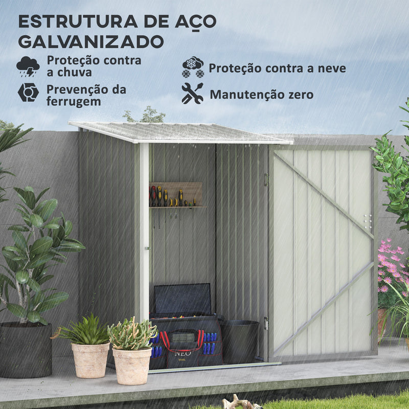 Abrigo de Jardim 0,92 m² 100x103x160 cm Abrigo Exterior de Aço Galvanizado com Porta Fechadura e Teto Inclinado para Armazenamento de Ferramentas Cinza