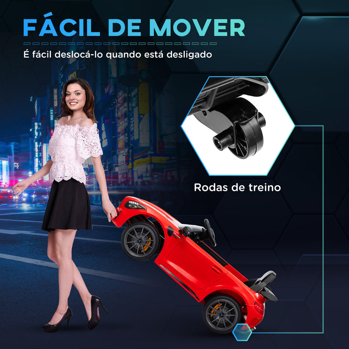 Carro Elétrico para Crianças acima de 3 Anos Carro Mercedes-Benz AMG GTR Carro Elétrico Infantil com Bateria 12V Controlo Remoto Faróis Buzina e Música 108x67x46 cm Vermelho