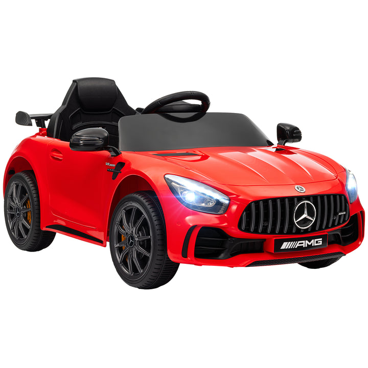 Carro Elétrico para Crianças acima de 3 Anos Carro Mercedes-Benz AMG GTR Carro Elétrico Infantil com Bateria 12V Controlo Remoto Faróis Buzina e Música 108x67x46 cm Vermelho