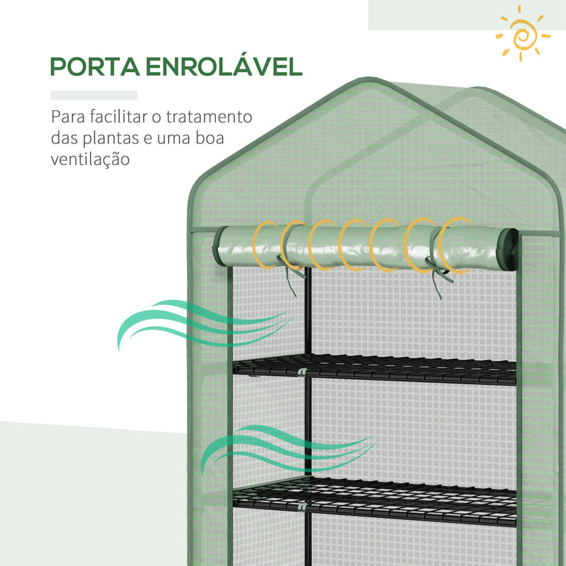 Estufa de Jardim de 5 Prateleiras Estufa Resistente com 1 Porta com Fecho de Correr Anti-UV Desenhho Alargado e Prateleiras para Cultivo de Plantas em Terraço Pátio 90x49x193 cm Verde