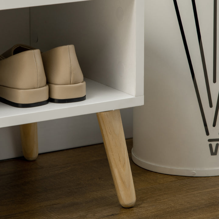 Banco Sapateiro com Compartimento Aberto e Almofada Acolchoada para 4 Pares de Sapatos para Entrada Corredor 80x33x49cm Branco