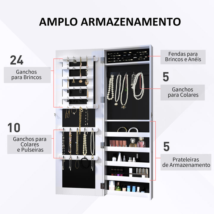 Espelho guarda-joias Branco MDF 37 x 9,5 x 112 cm
