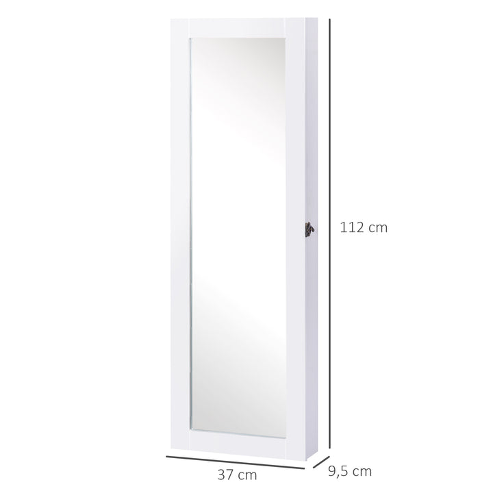 Espelho guarda-joias Branco MDF 37 x 9,5 x 112 cm