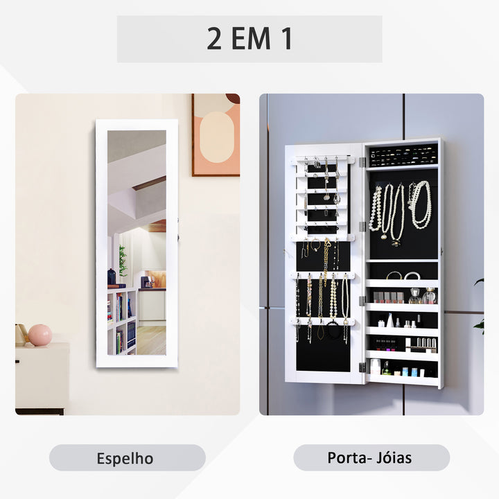 Espelho guarda-joias Branco MDF 37 x 9,5 x 112 cm
