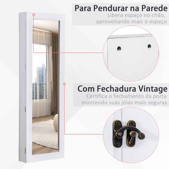 Espelho guarda-joias Branco MDF 37 x 9,5 x 112 cm