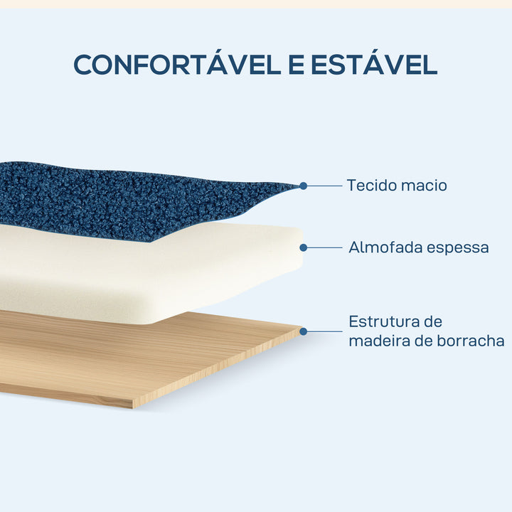 Poltrona Nórdica Poltrona Sala de Estar Estofada em Borrego com Apoio para os Braços de Madeira Acolchoado Espesso e Pés de Madeira para Dormitório 74,5x76x78 cm Azul