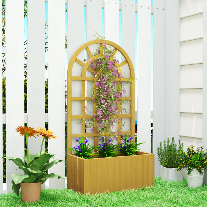 Floreira com Treliça de Madeira Floreira Exterior Grande para Plantas Trepadeiras com Orifícios de Drenagem Floreira Elevada para Jardim Pátio Terraço 60x30x120 cm Madeira