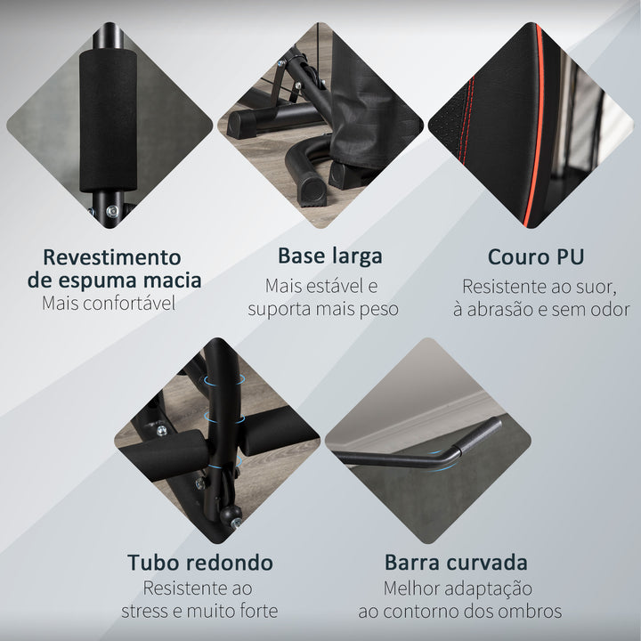 Máquina Multi Estação de Treino Estação de Treino com Pesos Ajustáveis Press de Perna e Polia para Ginásio em Casa 170x104x205 cm Preto