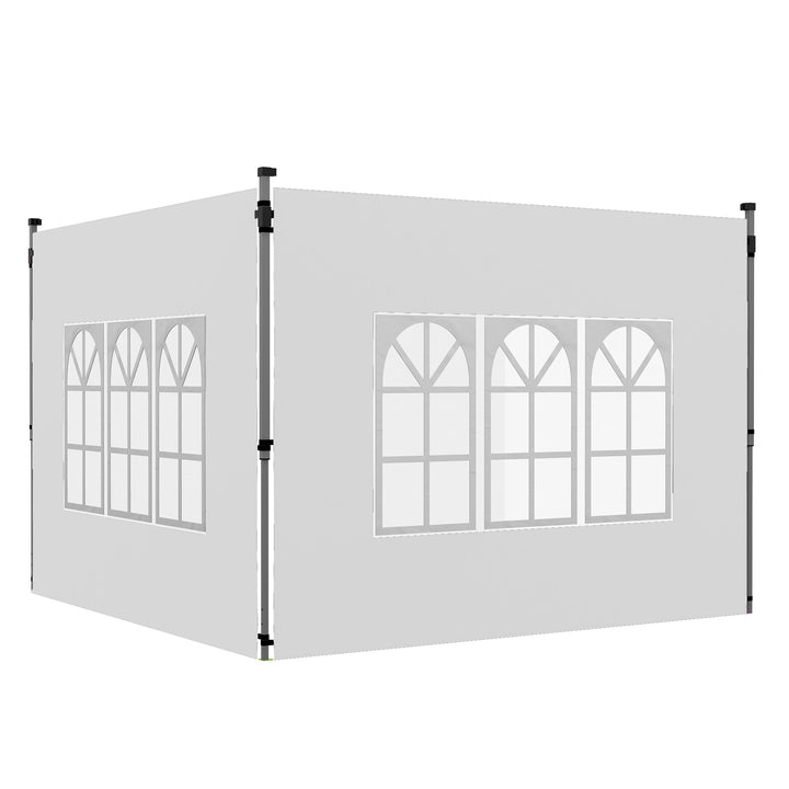 2 Painéis Laterais para Tenda de 3x3 / 3x4 m 295x195 cm Parede de Substituição de Tecido Oxford para Tendas Dobráveis com Janela para Jardim Exterior Festas Branco