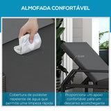 Espreguiçadeira de Vime Chaise Longue de Jardim com Encosto Ajustável em 5 Posições Acolchoado e 2 Rodas Carga 120 kg 73x200x48 cm Cinza Escuro e Preto