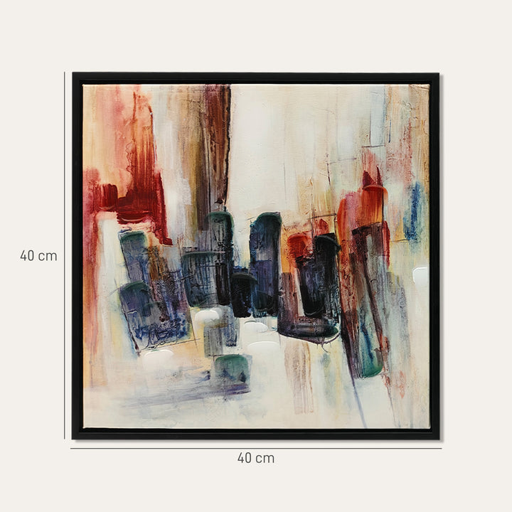 Quadros em Tela Abstractos à Mão 40x40 cm 2 Peças Quadros de Arte de Parede Emoldurados Textura Elegante Decoração Moderna para Quarto Sala Cozinha Multicolor