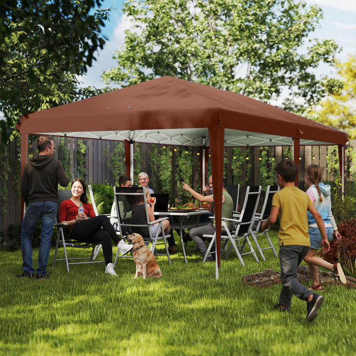 Tenda Dobrável Gazebo 6x3 m Pop-up, Toldo com Altura Ajustável em 3 Níveis, Proteção UV e Saco de Transporte para Campismo e Festas Castanho
