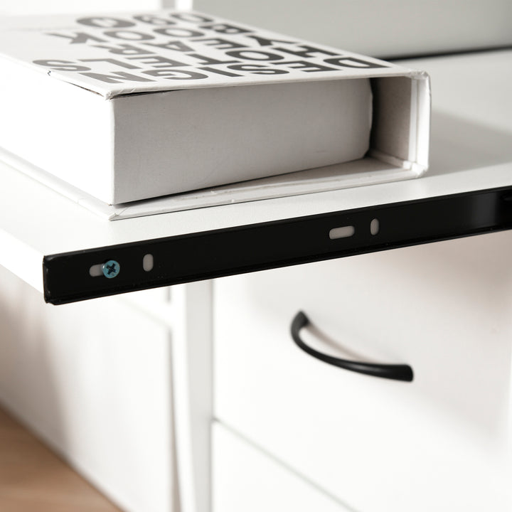 Mesa de Computador Mesa de Escritório com Múltiplas Prateleiras 2 Gavetas Bandeja de Teclado e Suporte para Monitor e CPU 120x55x85 cm Branco