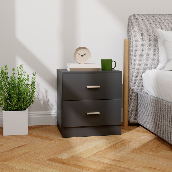 Mesa de Cabeceira Moderna Mesa de Cabeceira com 2 Gavetas Mesa Auxiliar para Sala Quarto Capacidade 30 kg 45x39,5x49 cm Preto