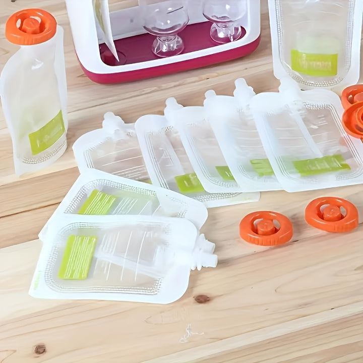 Dispenser Manual de Purê de Frutas – Kit de Armazenamento para Comida de Bebé | 10 Sacos Esterilizados Reutilizáveis Artesanal e Armazenador Gourmet para bebês e crianças +HOJE OFERTA EXTRA +10Saquetas total 20 saquetas