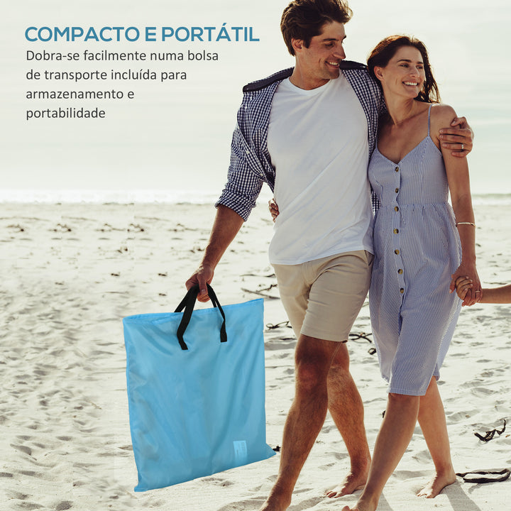 Conjunto de 2 Esteiras de Praia com Encosto Reclinável em 5 Níveis Bolsa de Transporte e Apoio de Cabeça 48x134x33-43 cm Azul