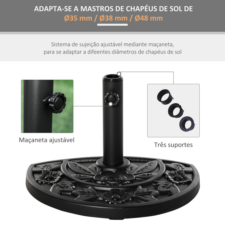 Suporte de guarda-sol semicircular ajustável Universal de Cimento F50x32x32cm