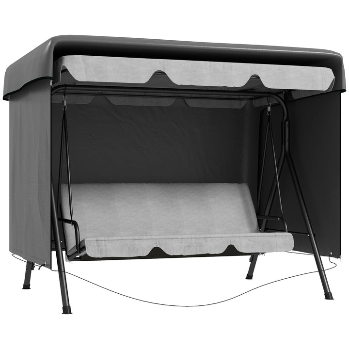 Capa Protetora para Baloiço de Jardim de 3 Lugares 215x155x150 cm Impermeável com Fecho de Correr Cobertura para Móveis de Exterior Cinza Escuro