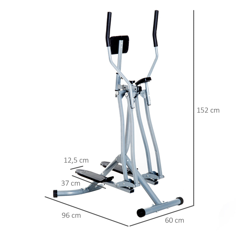 Bicicleta Elíptica Treinador Elíptico Ajustável com Monitor para Treino de Cintura Glúteos Pernas Capacidade 110 kg para Casa Ginásio 96x60x152 cm Cinza