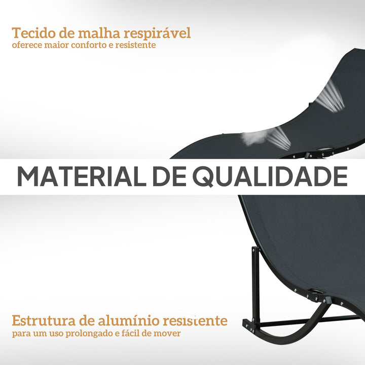 2 espreguiçadeiras dobráveis ??ergonômicas em forma de S com estrutura de alumínio Textilene para piscina terraço jardim 165x61x63 cm Preto