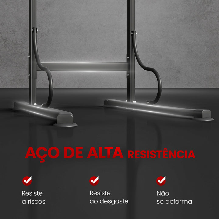Barra de Elevações com Altura Ajustável Estação de Flexões Resistente para Ginásio em Casa Máquina de Elevações Multifuncional para Treino de Força 98x84x171-219 cm Preto