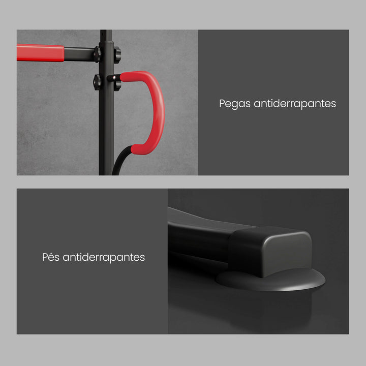 Barra de Elevações com Altura Ajustável Estação de Flexões Resistente para Ginásio em Casa Máquina de Elevações Multifuncional para Treino de Força 98x84x171-219 cm Preto