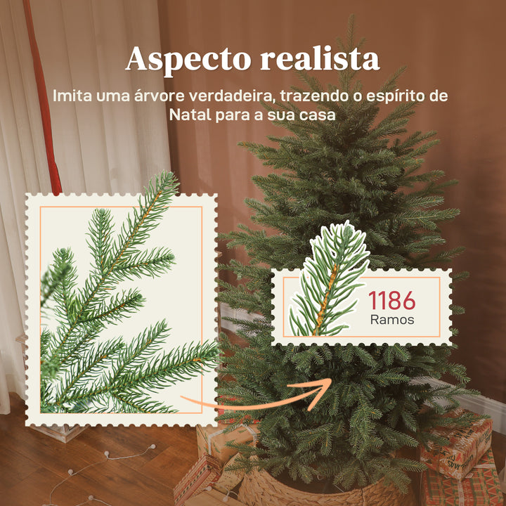 Árvore de Natal Artificial 150 cm Árvore de Natal com 1186 Ramos Densos Suporte Metálico Dobrável Montagem Fácil para Interior Verde