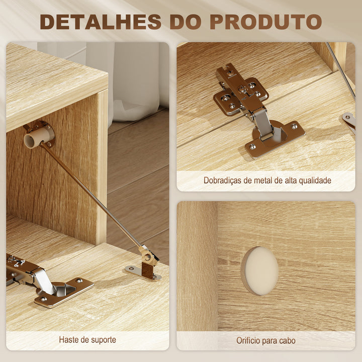 Móvel de TV de Parede Móvel de TV para Sala de Estar com 2 Compartimentos e 2 Armários com Portas Móvel para Televisores de 60 Polegadas 140x32x31 cm Madeira