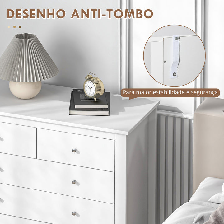 Cómoda com 5 Gavetas Cómoda de Quarto com Pés Elevados Cómoda para Sala Escritório Estilo Moderno 79x39,5x80,5 cm Branco