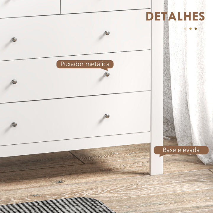 Cómoda com 5 Gavetas Cómoda de Quarto com Pés Elevados Cómoda para Sala Escritório Estilo Moderno 79x39,5x80,5 cm Branco