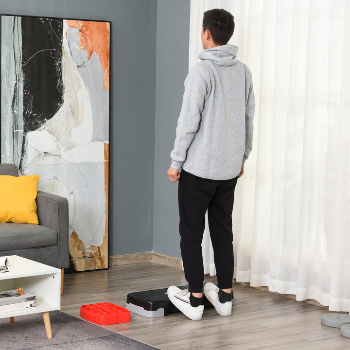 Step Fitness Altura ajustável a 2 níveis de 10 a 15 cm Plástico Preto Cinzento Vermelho 68x29 cm