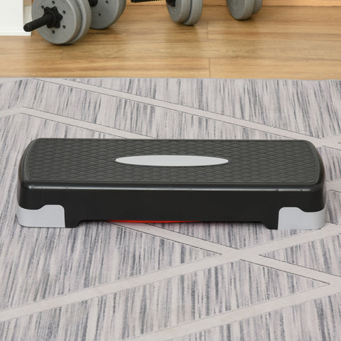 Step Fitness Altura ajustável a 2 níveis de 10 a 15 cm Plástico Preto Cinzento Vermelho 68x29 cm