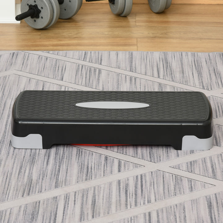 Step Fitness Altura ajustável a 2 níveis de 10 a 15 cm Plástico Preto Cinzento Vermelho 68x29 cm
