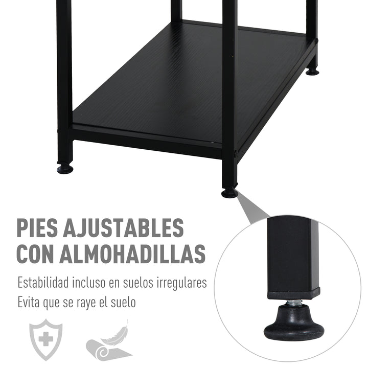 Mesa para Computador com Prateleiras Pés Ajustáveis ??Moldura de Metal 140x60x93 cm