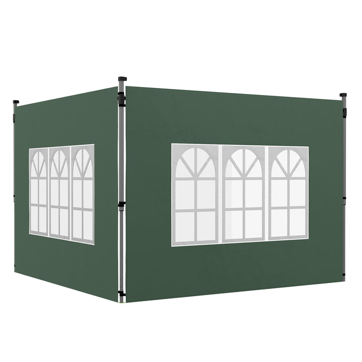 2 Painéis Laterais para Tenda de 3x3 / 3x4 m 295x195 cm Parede de Substituição de Tecido Oxford para Tendas Dobráveis com Janela para Jardim Exterior Festas Verde