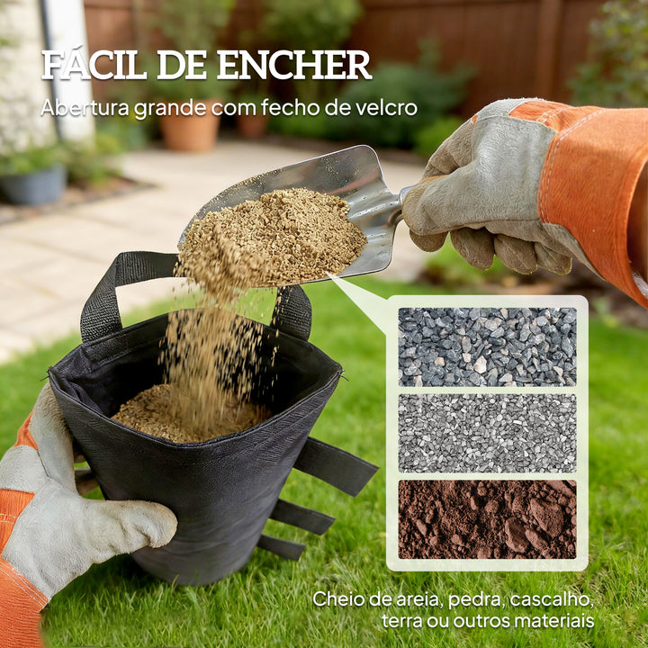 Conjunto de 8 Sacos de Pesos para Tendas Pesos para Pernas de Tenda em Tecido Oxford 600D Sacos de Areia para Exterior Sem Areia Preto