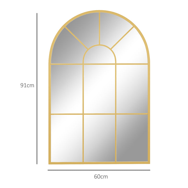 Espelho Decorativo de Parede 60x91 cm Espelho em Forma de Arco de Metal para Sala de Estar Dormitório Entrada Estilo Moderno Dourado