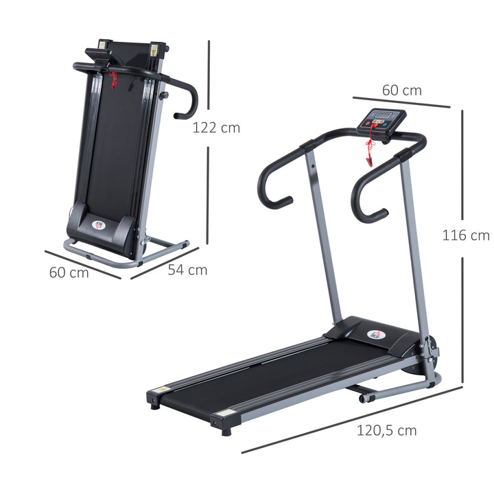Esteira elétrica e dobrável de 500W para exercícios físicos 1-10 km / h com tela LCD e carga máxima. 110 kg preto e cinza