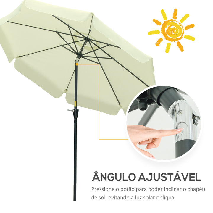 Chapéu de Sol de Jardim Ø266x250 cm Proteção UV50+ Chapéu de Sol de Alumínio Inclinável com Teto de Ventilação Manivela para Terraço Varanda Exterior Bege