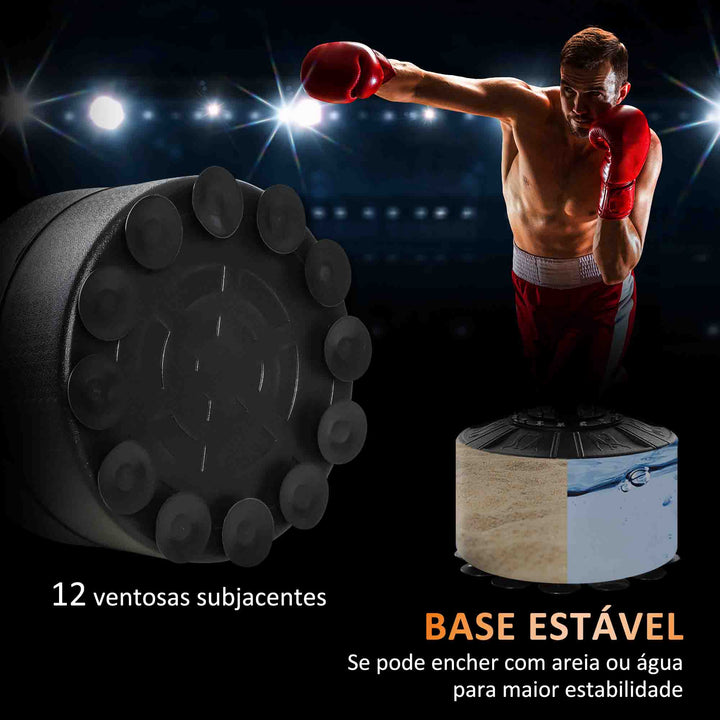 Punching Ball de Boxe com Altura Ajustável com 2 Bolas de Velocidade Barra Giratória 360° e Base Preenchida com Água ou Areia Punching Ball para Adultos 88x50x160-230 cm Vermelho e Preto