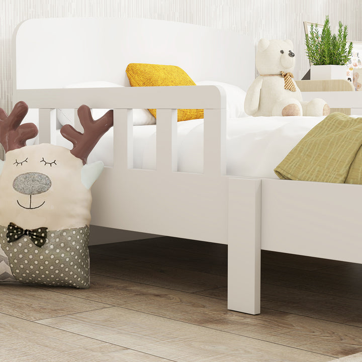 Cama para Crianças 70x140 cm Cama Infantil com Barreira Anticaídas e Estrado para Meninos e Meninas de 3-8 Anos Branco
