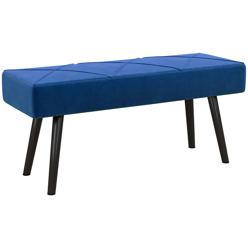 Banco de Pé de Cama Multifuncional Banco de Pé de Cama Moderno Banco de Dormitório com Pés de Aço e Assento Acolchoado Carga Máxima 120 kg Entrada Corredor 100x36x45 cm Azul