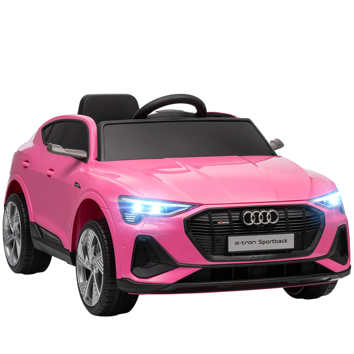 Carro Elétrico Audi E-Tron 12V para Crianças acima de 3 Anos com Controle Remoto Faróis Buzina Música MP3 TF USB e Abertura da Porta 3-8km/h 108x60x47 cm Rosa