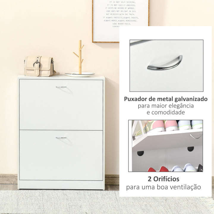 Sapateira de Madeira Armário, Sapateira 2 Portas com dobradiças para Entrada, Corredor, Quarto, Sala de Estar 60x24x80 cm Branco