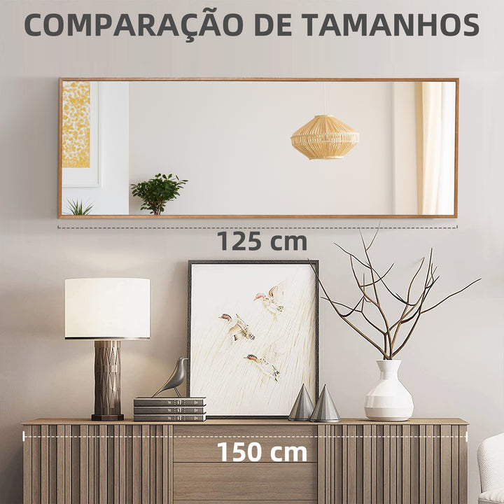 Espelho de Parede 45x125 cm Espelho de Corpo Inteiro de Madeira Estilo Moderno Decoração para Sala de Estar dormitório Entrada Madeira