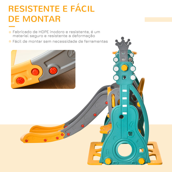 Escorega Infantil com Baloiço e Cesta de Basquetebol 3 em 1 para 18-36 Meses com Assento Ajustável Parque Infantil para Interior e Exterior 152x149x107cm Multicor