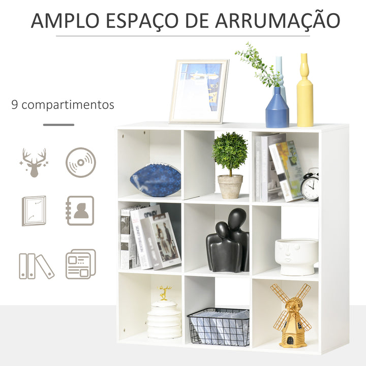 Armário de Arrumação 9 Cubos Estante de Exposição 91,5x29,5x91,5cm Branco