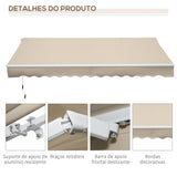 Toldo Manual Retrátil 350x250 cm Toldo para Varanda com Manivela de Metal Impermeável e Anti-UV Toldo Enrolável de Exterior para Jardim Terraço Janelas Creme