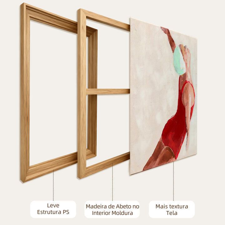 Pinturas em Tela de Figuras Dinâmicas à Mão 40x40 cm 2 Peças Pinturas de Arte de Parede Emolduradas Decoração Moderna para Quarto Sala Cozinha Vermelho