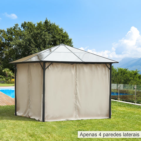 4 Paredes Laterais para Tenda 302x205 cm Laterais para Tenda Universal com Ganchos e Argola em C para Tenda de Jardim Terraço Bege
